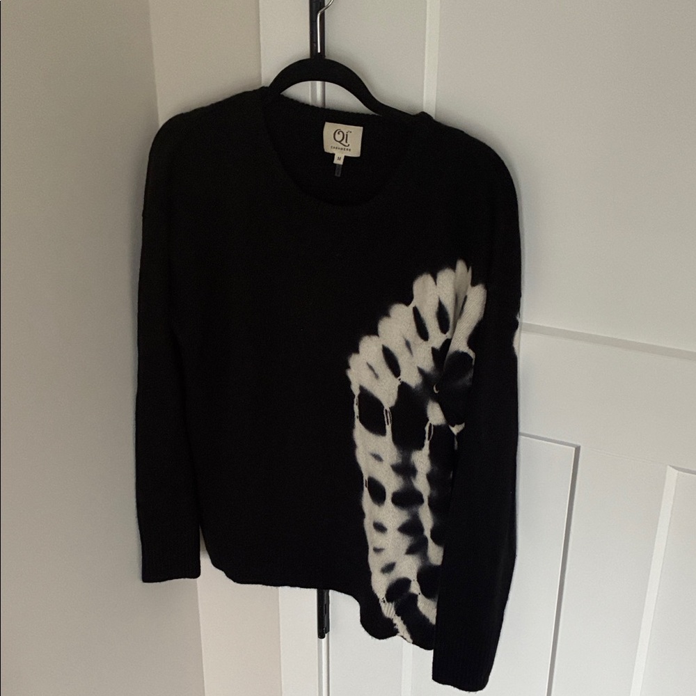 Black and White Tie-Dye Cashmere Sweater